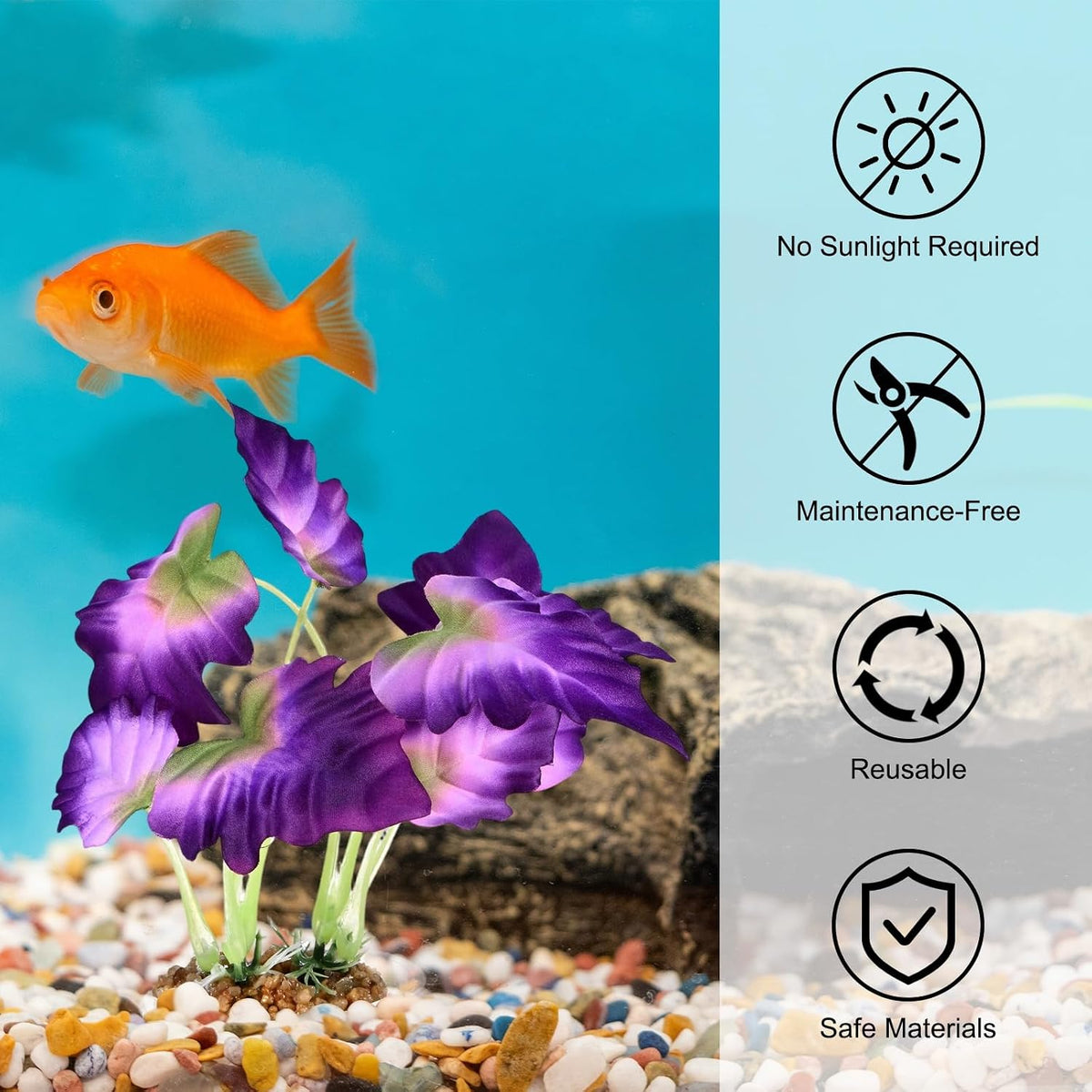 M METERXITY 2-Pack Aquarium Plant, Small Plastic Artificial Plant Water Grass Fish Hide Accessories for Aquarium Decoration/Fish Tank Decoration/Terrarium [Style 4, Purple]