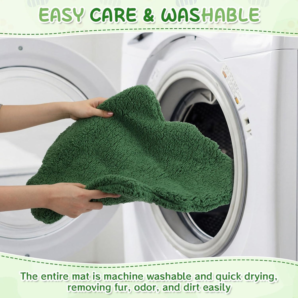3Pack Self Warming Pet Bed Leaf Pad, Dark Green, Medium-18 x24
