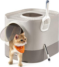 Feandrea Cat Litter Box with Lid, XL Enclosed, Slide-Out Tray, Scoop