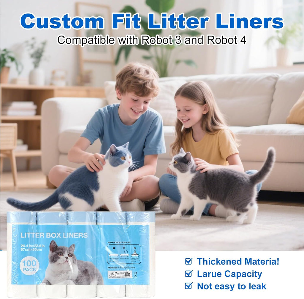 100 Count Litter Box Liners for Litter Robot 4 and 3 Waste Bags