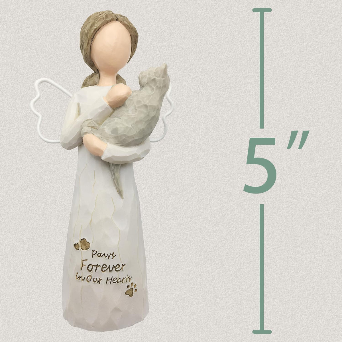 Memorial Gift Resin Angel Figurine for Cat, Grey