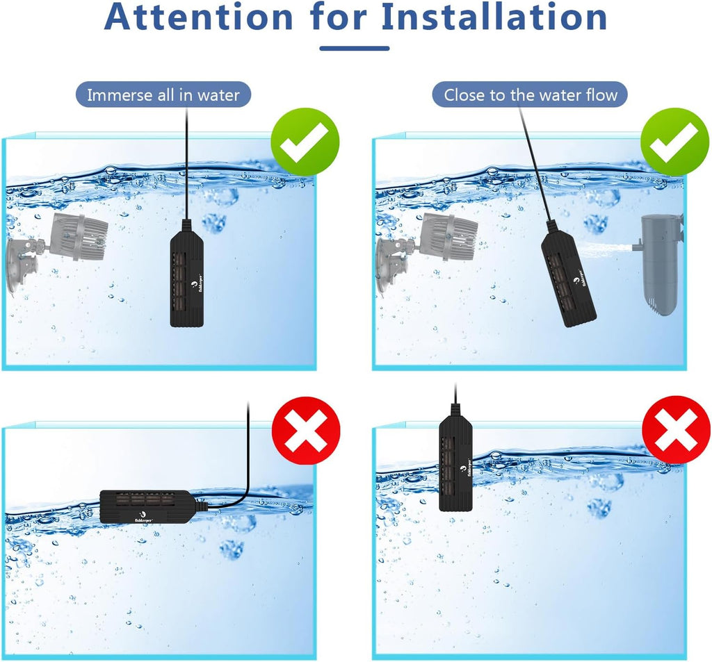 fishkeeper Mini Aquarium Heater: 50W 63-93°F Precise Control for 5-14 Gal
