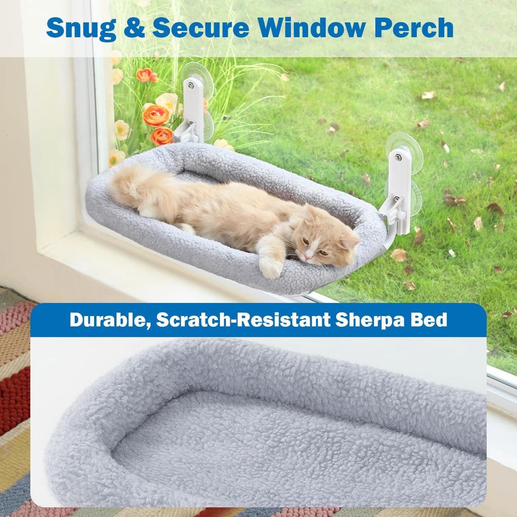 Zakkart Foldable Cat Hammock for Window (Gray Bolster Bed, Large)