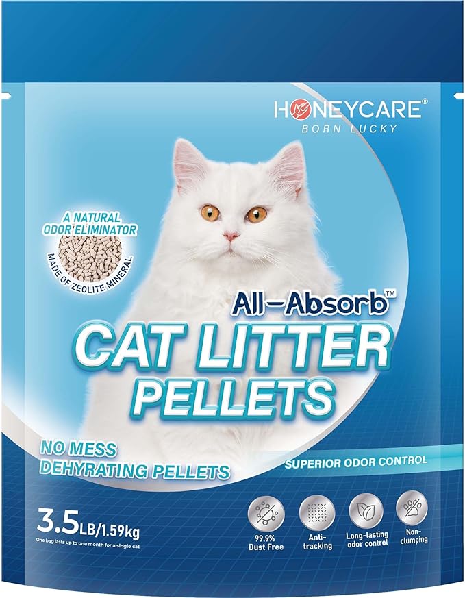 Honey Care All-Absorb Cat Litter Pellets, Long-Lasting Odor Control by HoneyCare