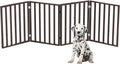 PETMAKER Pet Gate – Dog Gate for Doorways, Stairs or House – Freestanding, Folding, Accordion Style, Wooden Indoor Dog Fence (4 Panel, Brown)