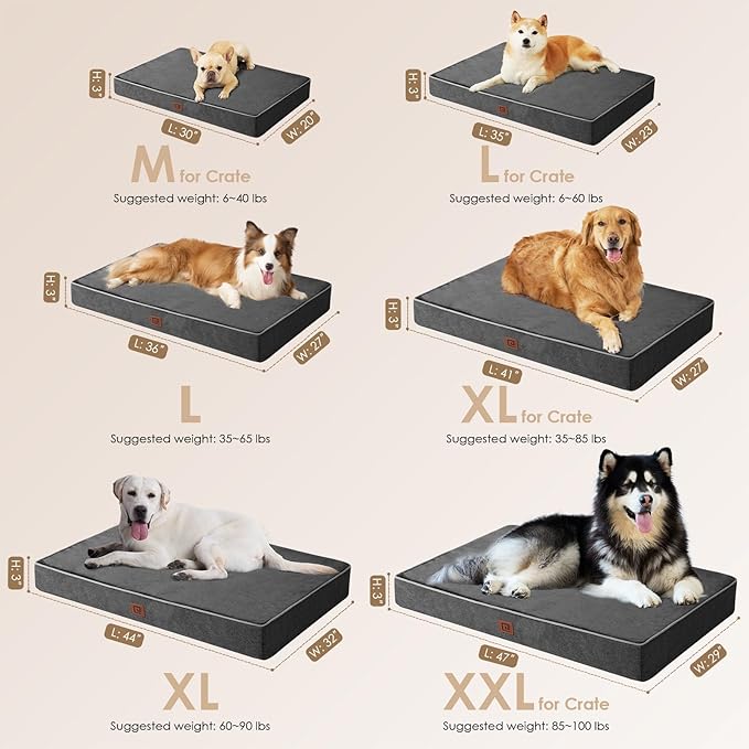 EHEYCIGA Waterproof Dog Bed Orthopedic 41"x27", Memory Foam Pet Bed - Image 3