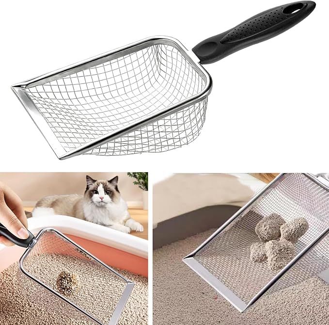 itPlus Cat Litter Scoop, Stainless Steel Cats Sturdy Mesh Scooper Kitty Litter - Image 6