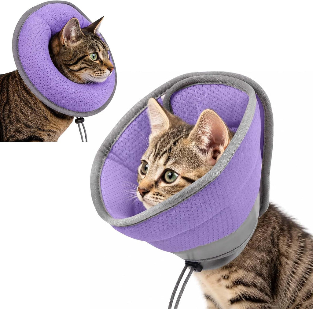 Soft Cat Cone Collar, Cat Recovery Collar, Surgery Collar，Purple M