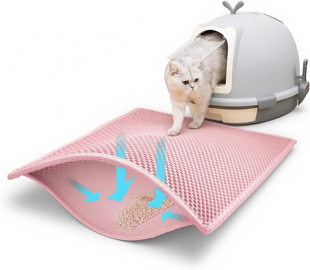 Pieviev Cat Litter Mat, Double-Layer Waterproof Litter Trap, 24" x 15" Gray
