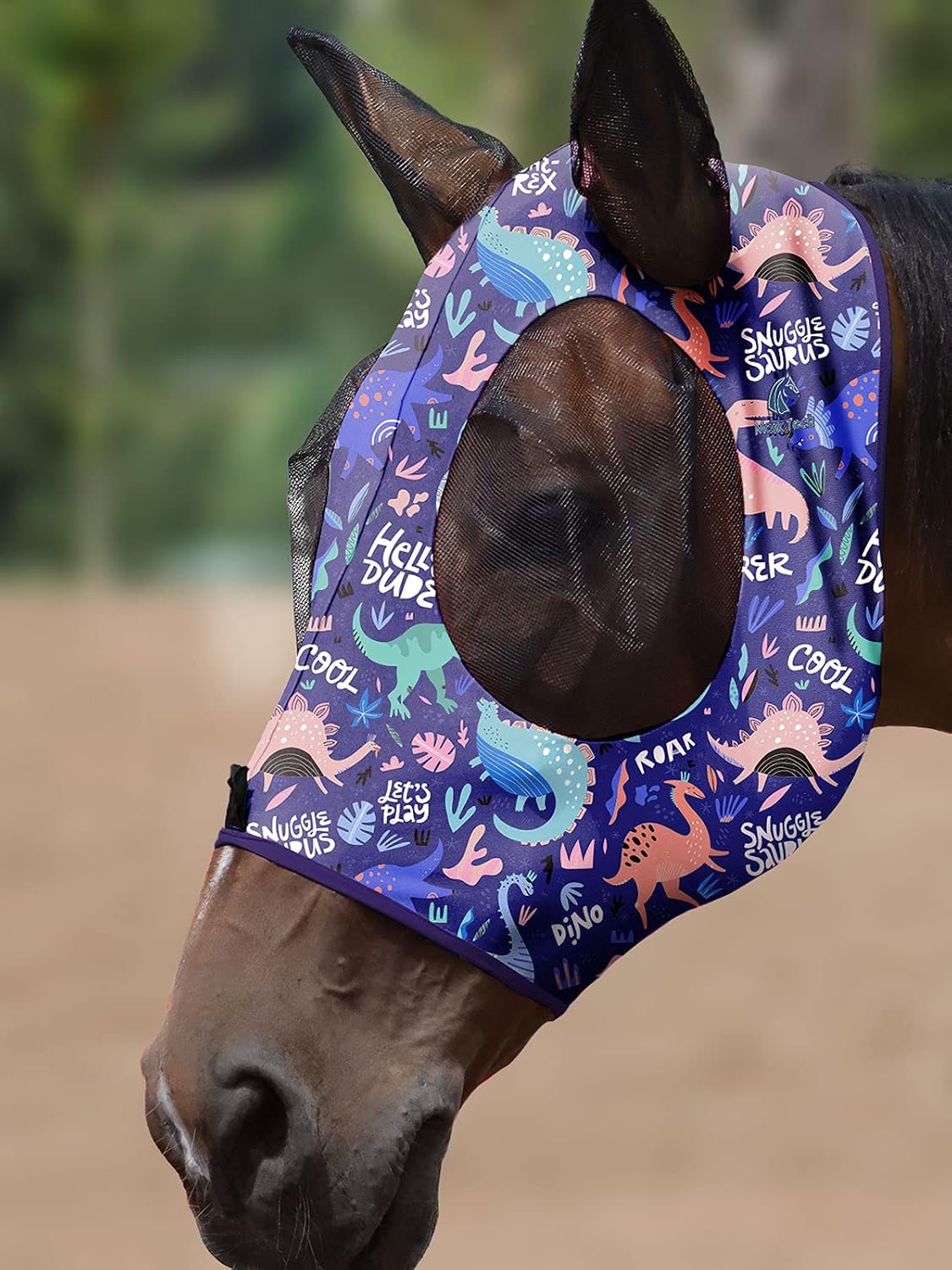 Mask Tech 5 Pieces Horse Fly Masks with Ears, Stretchy Elastic Mesh Fly Masks, 3D Eye Clearance, UV Protection-Large,Combo 21