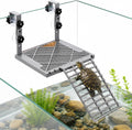 Adjustable Hanging Turtle Basking Platform, Feeding Tray, Non-Slip Ramp |Sturdy Plastic, Adjustable 4.9-7.9 in Height, 9.8 x 7.9 in Deck, Easy Assembly, Reptile Tank Accessories, Fits 20-75 Gal