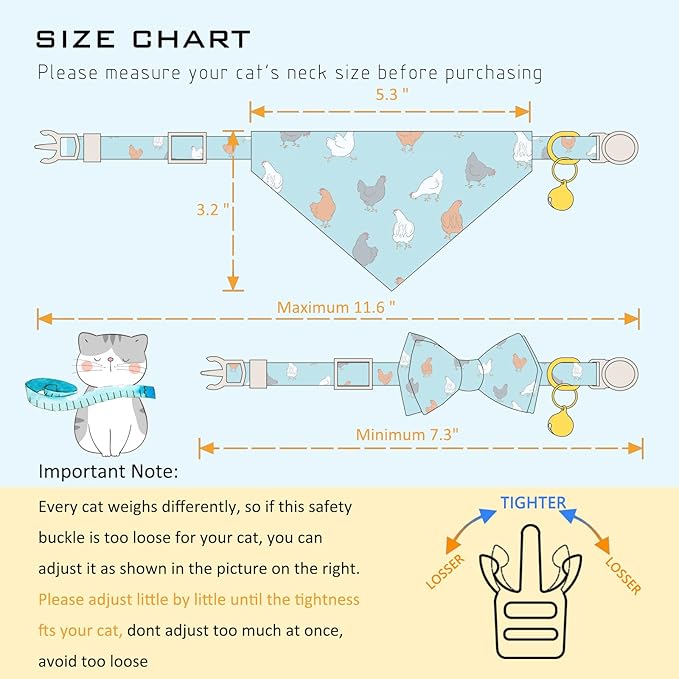 Faygarsle 2 Pack Chicken Pattern Cat Collar Set - Image 2