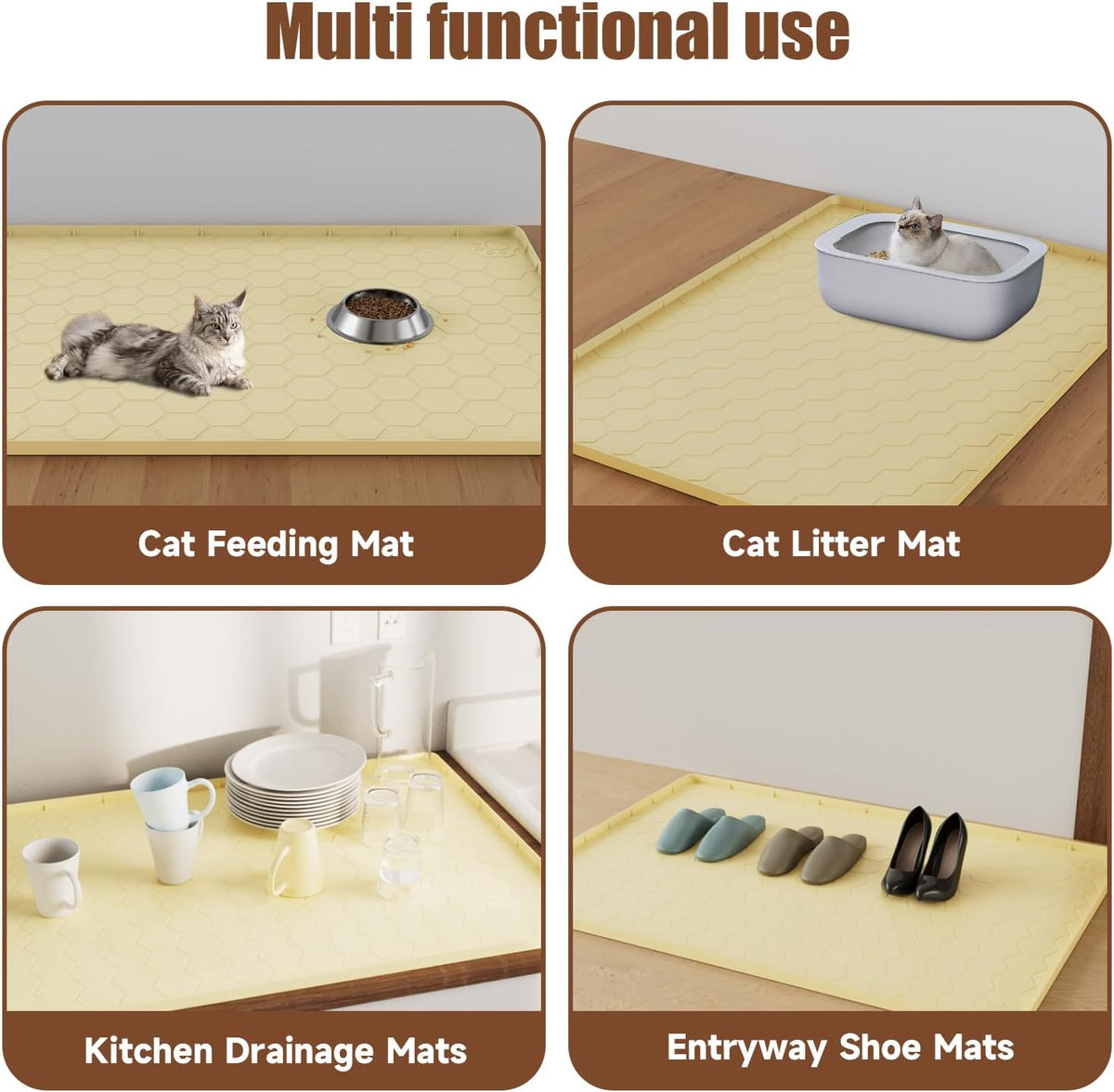 Cat Mat for Litter Box, 40" X 28" Large Silicone Cat Litter Trapping Mat