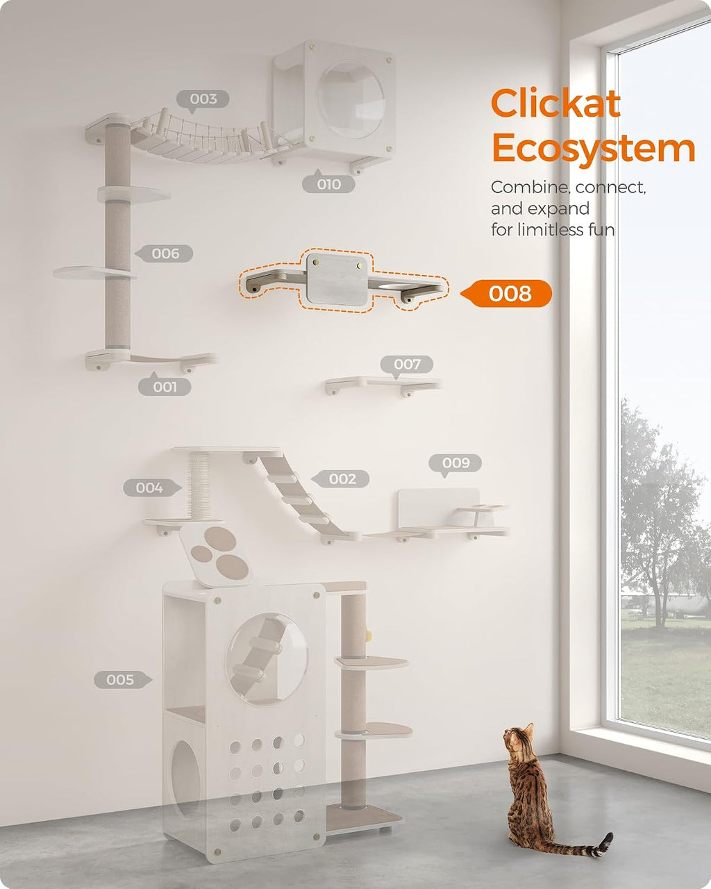 Feandrea Cat Wall Furniture, Set of 1, Replaceable Washable Parts