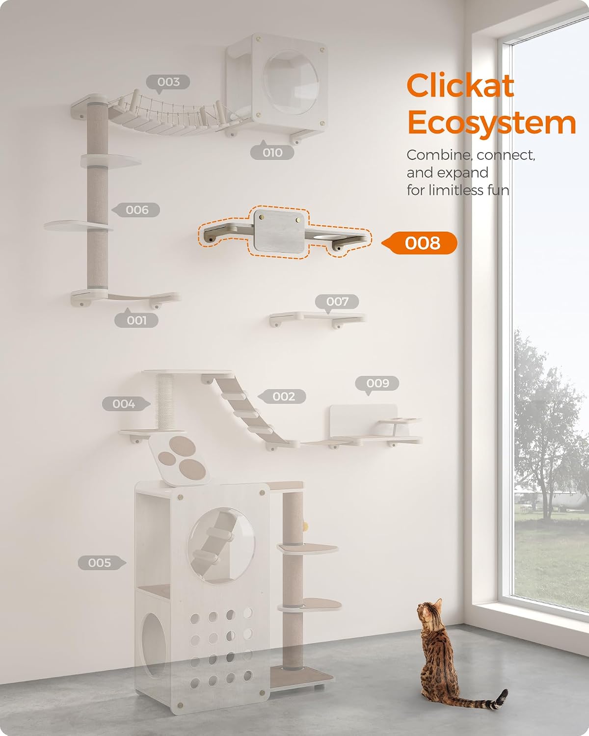 Feandrea Cat Wall Furniture, Set of 1, Replaceable Washable Parts
