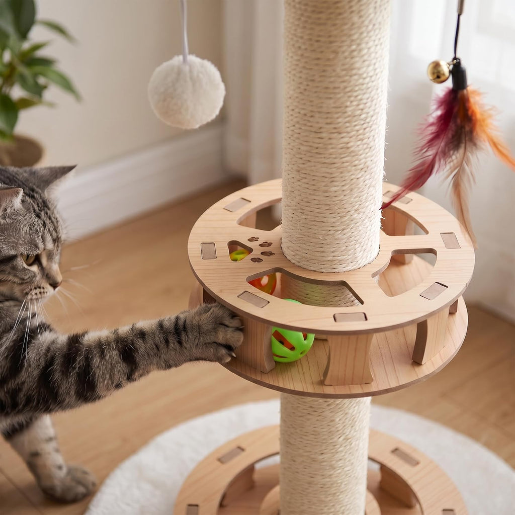 TWDEPART Cat Scratching Post Sisal Scratch Posts,with Hanging Ball and Cat Toys for Indoor Cats
