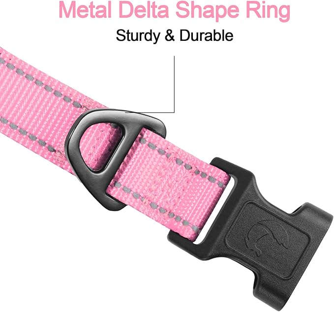 Joytale Reflective Dog Collar, Soft Neoprene Padded, Metal D-Ring, Nylon Pet - Image 3