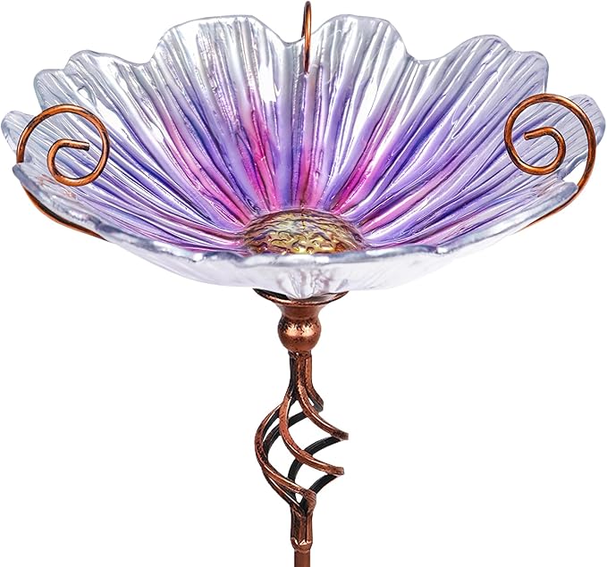 MUMTOP 31 Inch Height Glass Birdbath Birdfeeder by MUMTOP