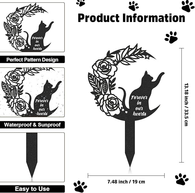 Pet Grave Markers Cat, Metal Memorial Plaques - Image 2