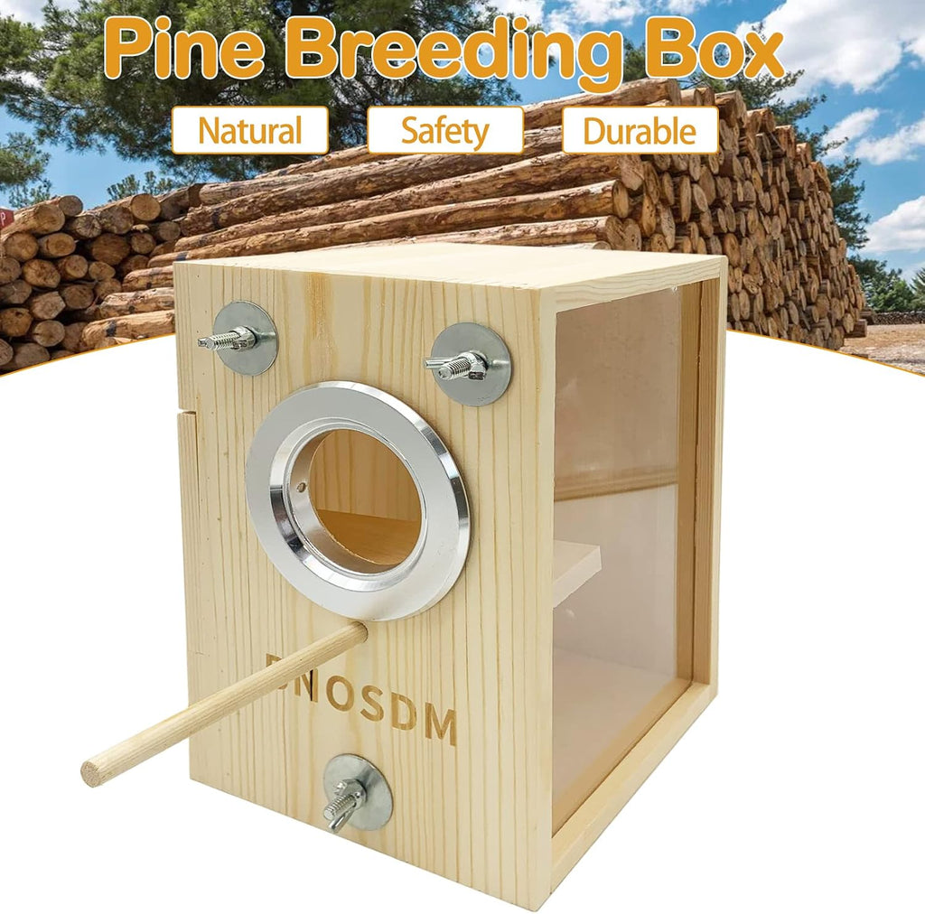 BNOSDM Parakeet Nesting Box Transparent Bird Breeding Nest with Perch