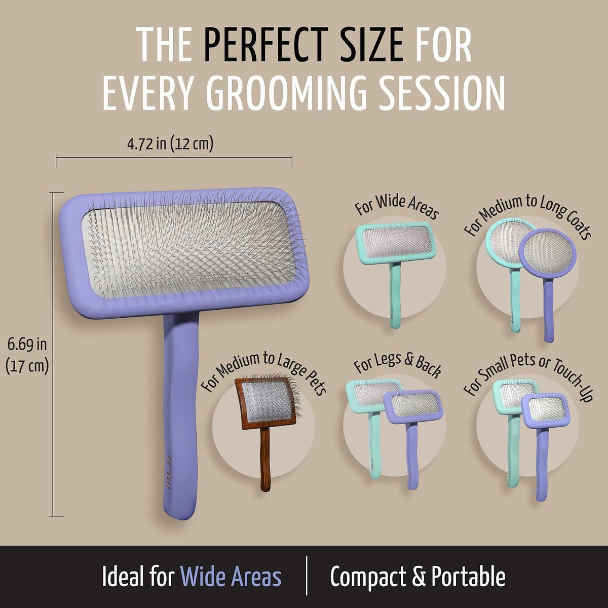 Tauro Pro Line Deshedding Wooden Brush for Dogs & Cats, Large (L), Purple