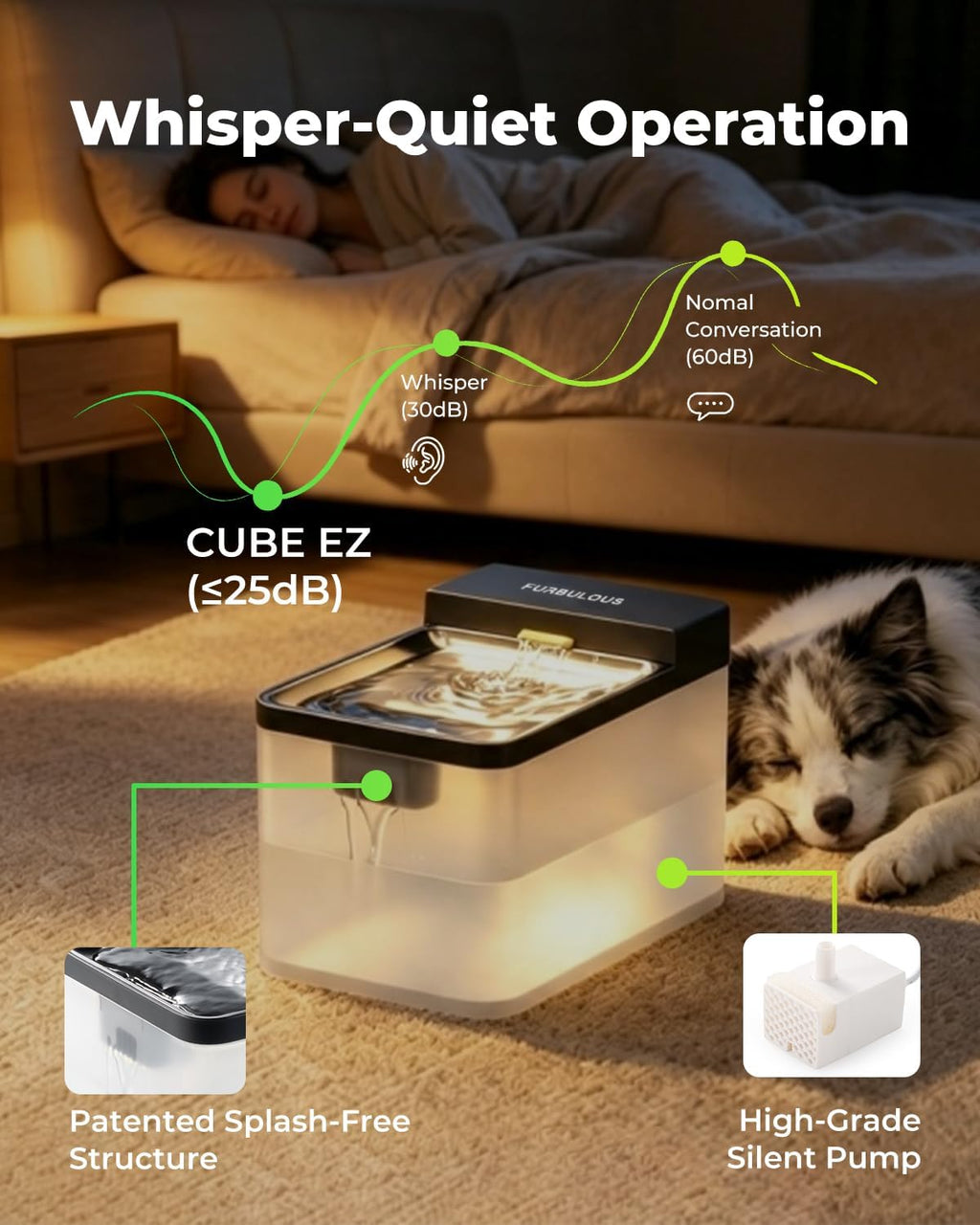 Furbulous Cube EZ True Clean-Drinking Automatic Water Dispenser