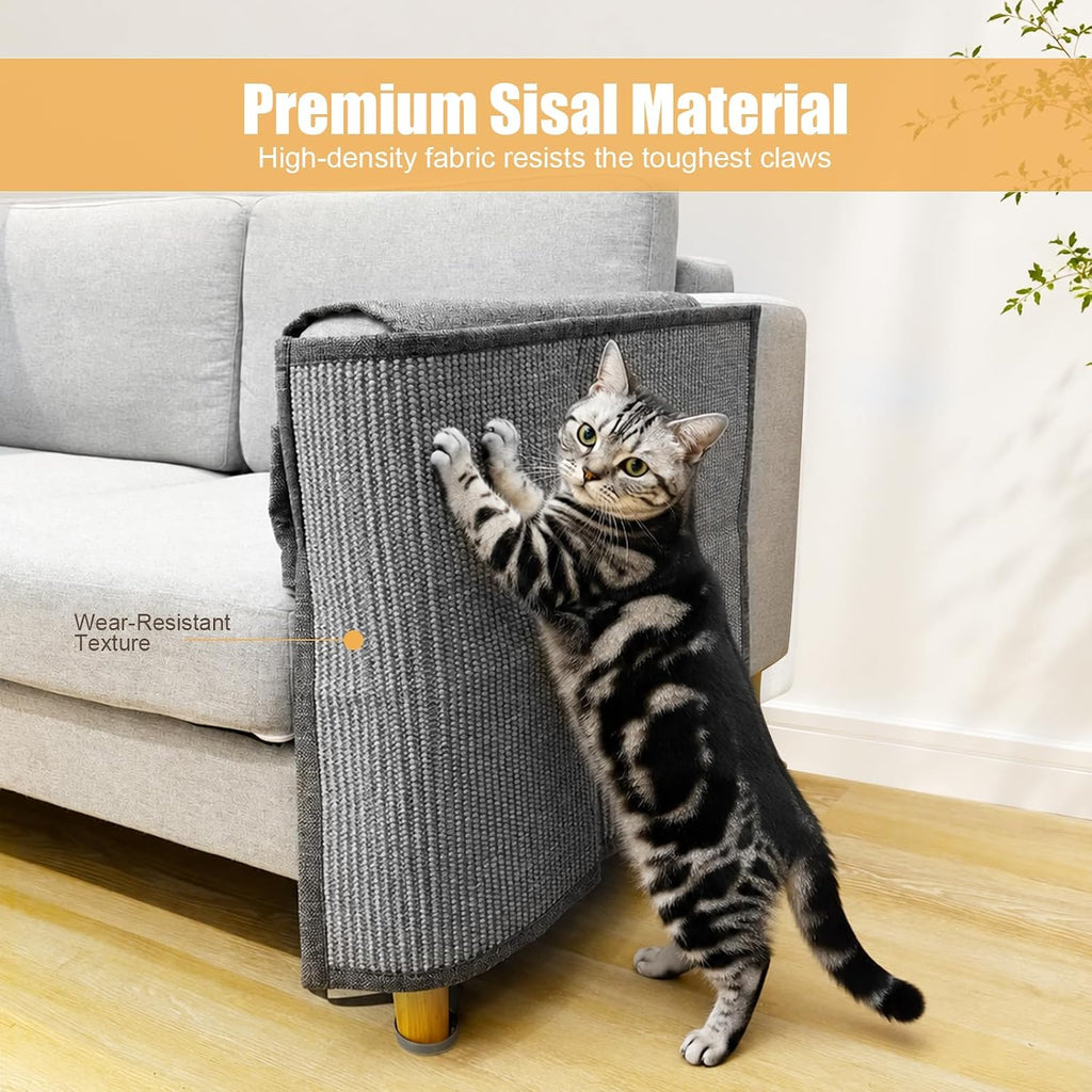 Sisal Couch Protector w/Storage Pocket, All Gray Right‑Side
