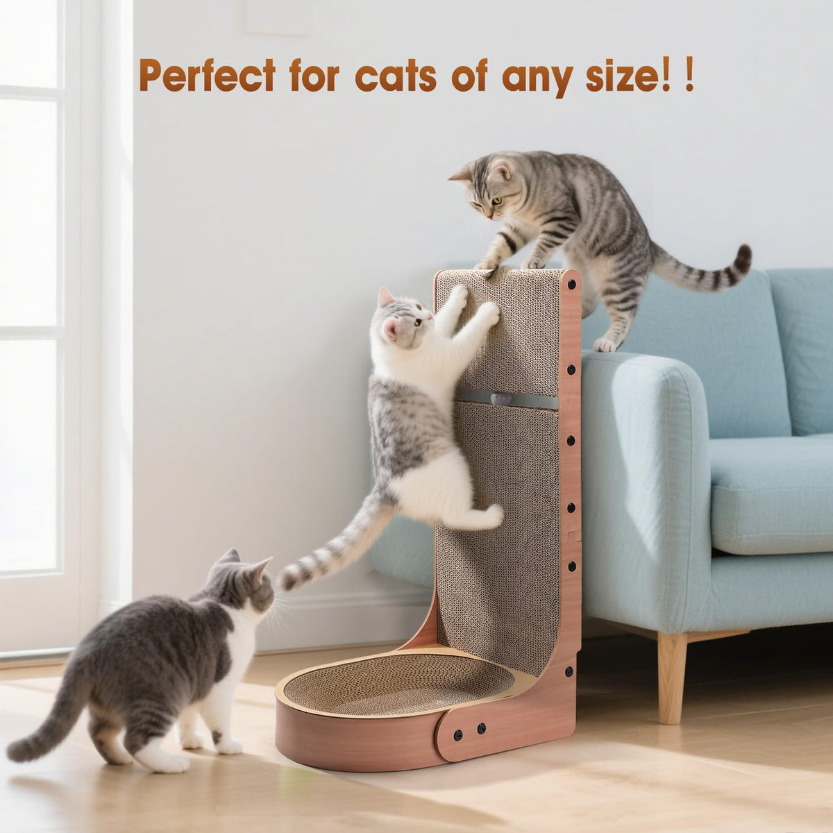 Cat Scratcher, 2 in 1 L Shape Wall Mounted Scratch Pad with Cat Bed Bowl