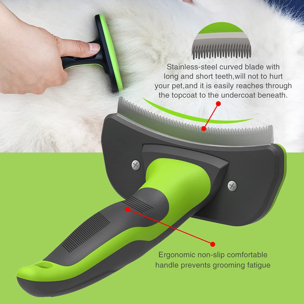 Upgraded Pet Self Cleaning Grooming Brush Curved Deshedding Tool