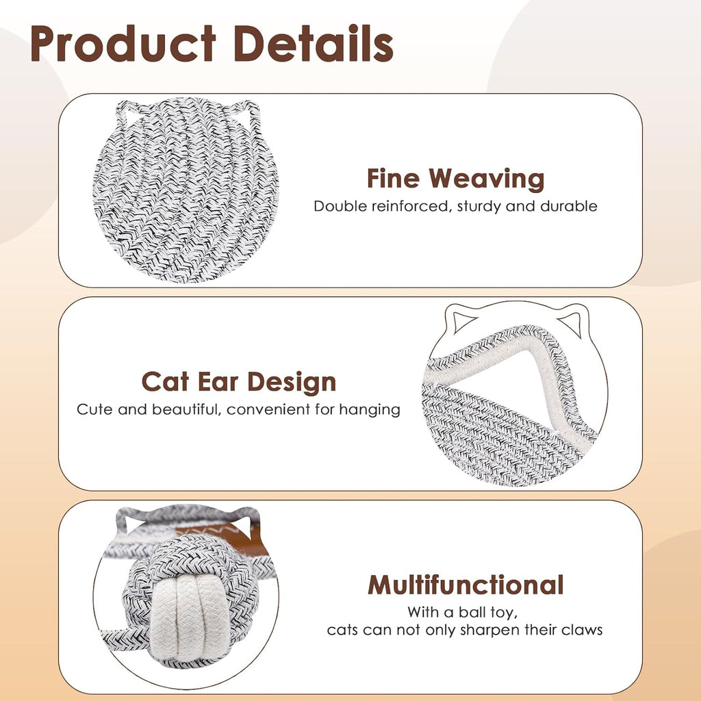 Cat Scratcher Mat, Natural Cotton Rope Cat Scratch Pad, 15.7'' Round Horizontal Floor Cat Scratching Pads for Indoor Cats, Cat Furniture Protector for Wall, Couch, Carpets, Sofas