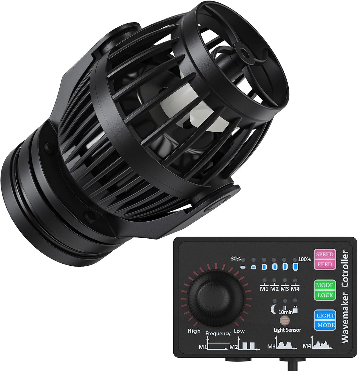 Uniclife Aquarium Wave Maker for 30-60 Gallon Fish Tanks 1058 GPH Adjustable Circulation Pump with Controller and Strong Magnetic Suction Base Submersible Power Head for Fresh and Salty Water