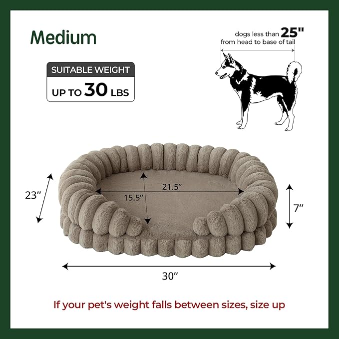 BALANCE Calming Dog Bed for Medium Sized Dogs, 30 Inches Oval Washable Pet Bed - Image 5