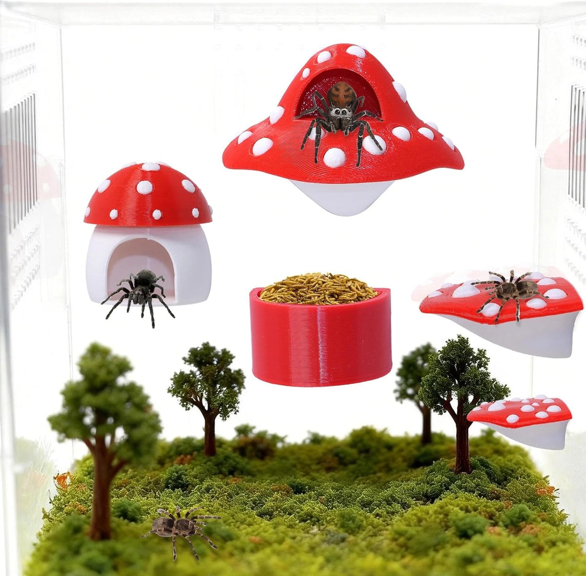 9 Pcs 3D Jumping Spider Enclosure Accessories Set, Jumping Spider Platforms