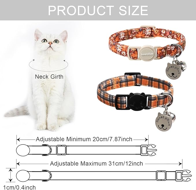 Lionet Paws 2pcs Pack Halloween Cat Collar, Cute Adjustable Cat Kitten Collar - Image 5