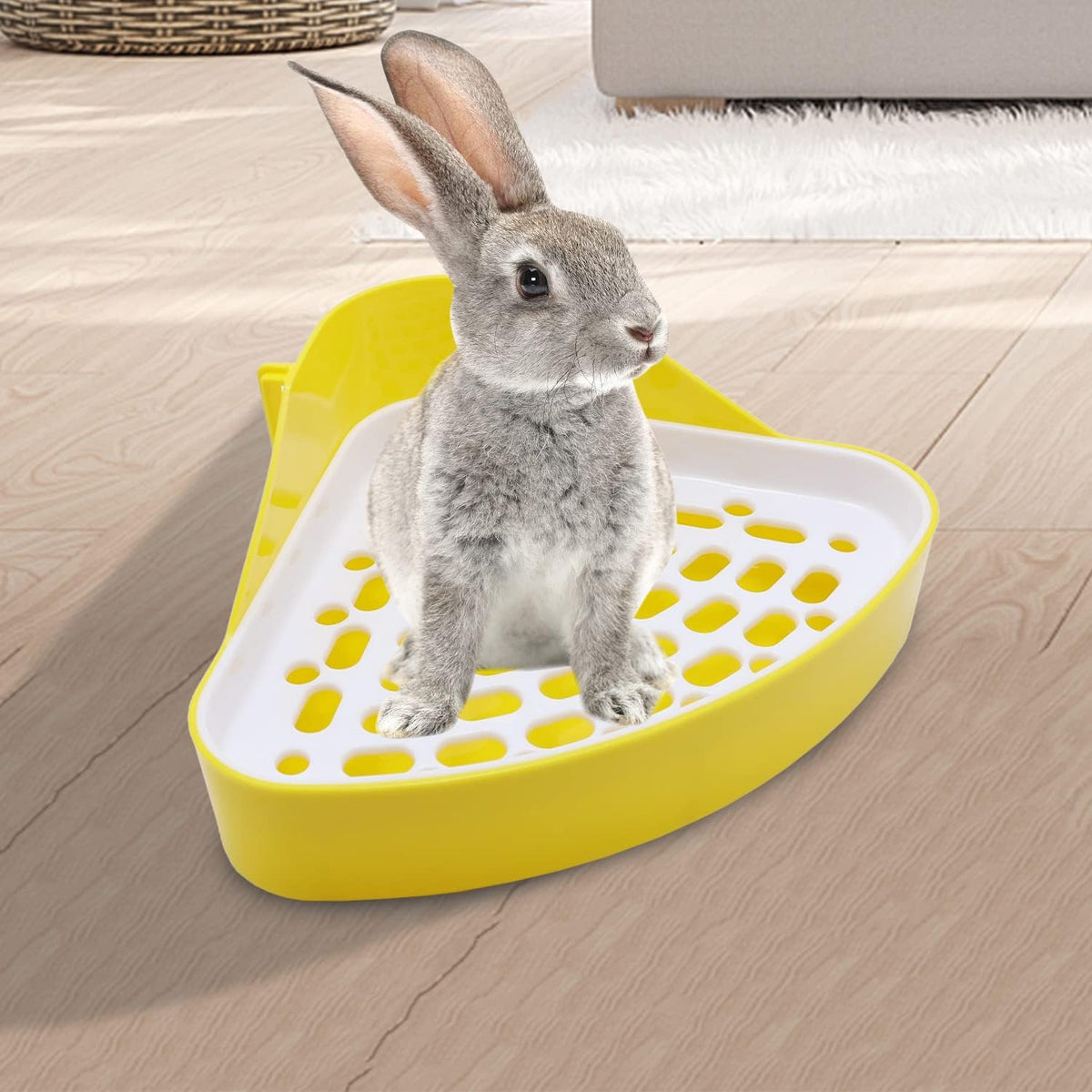 Litewoo Rabbit Litter Box Toilet Bunny Corner Potty for Guinea Pigs, Yellow