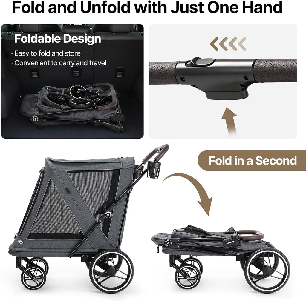 Beberoad Dog Stroller for Medium Dogs, R7 2-in-1 Bike Trailer