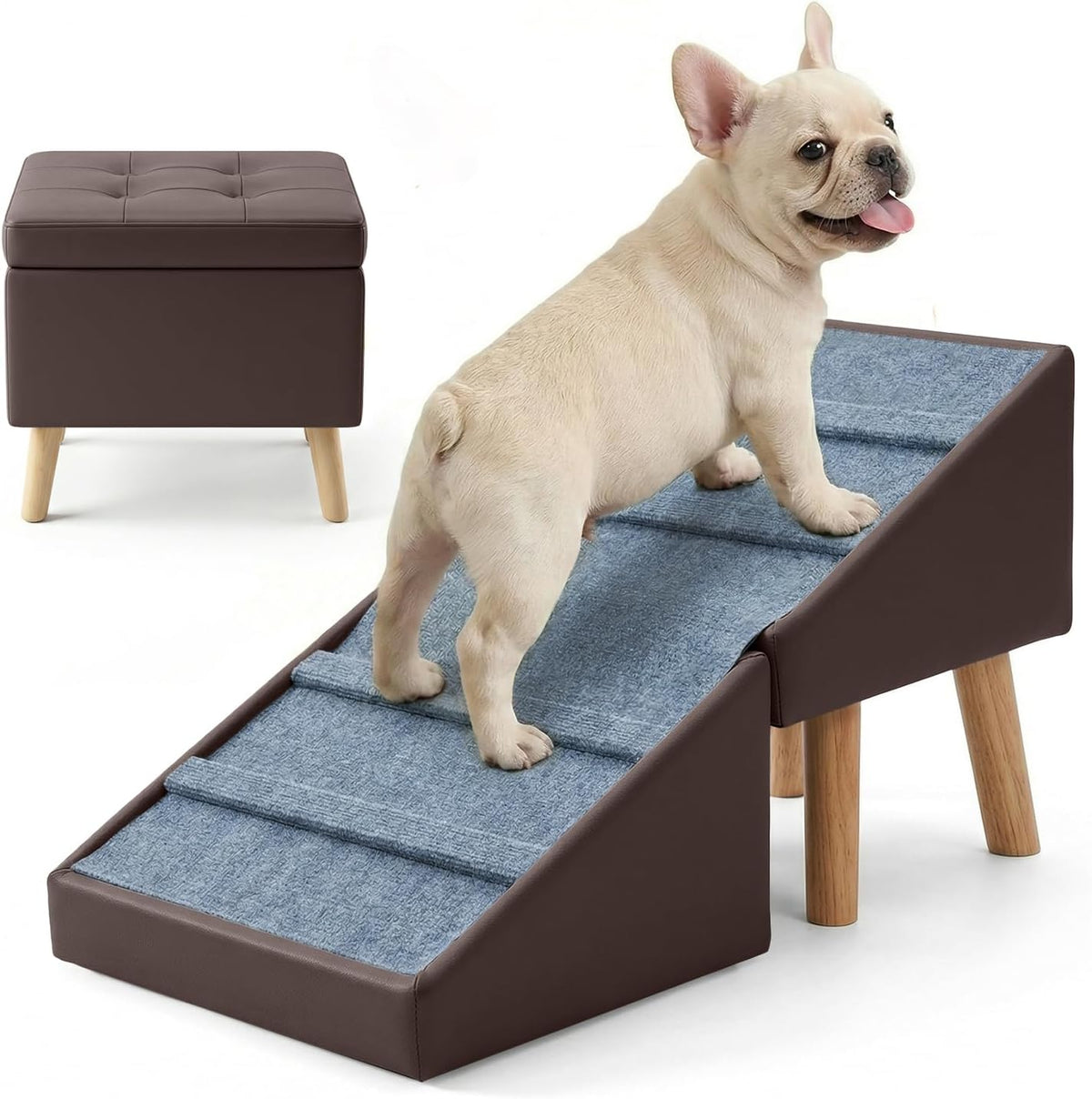 Dog Ramp for Small Dogs, 3-in-1 Dog Stairs Ottoman for Couch