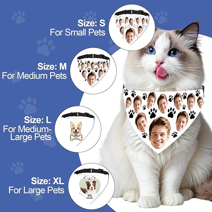 Funny Personalized Dog Bandana Custom Face Design, Custom Dog Bandana - Image 4