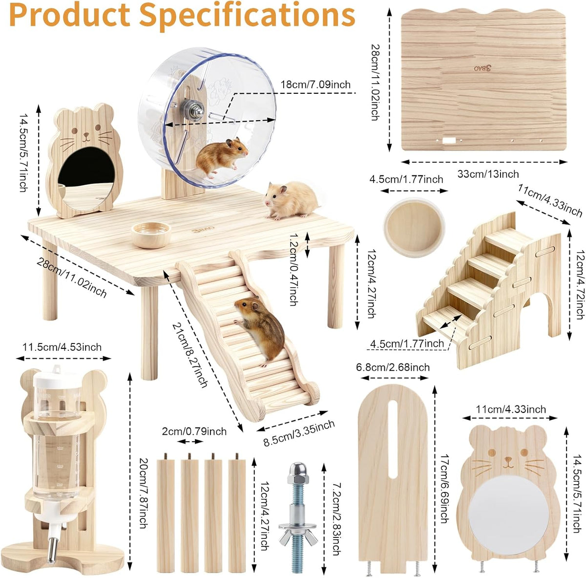 Large Hamster Platform,Hamster Wheel，Hamster cage Accessories Set