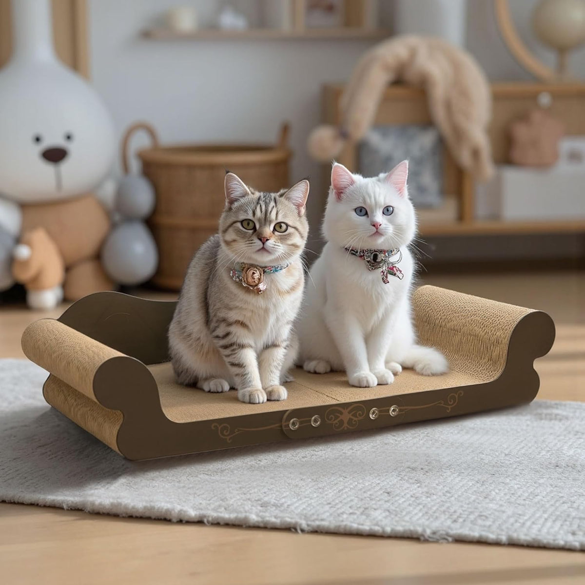 Large Cat Scratcher Bed, Cardboard Cat Couch Scratching Board， 26.7 inch