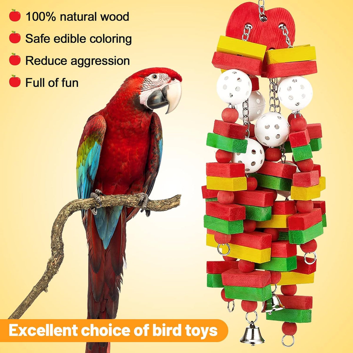 Large Bird Parrot Toys for Cockatoos African Grey Macaws Amazon Parrots