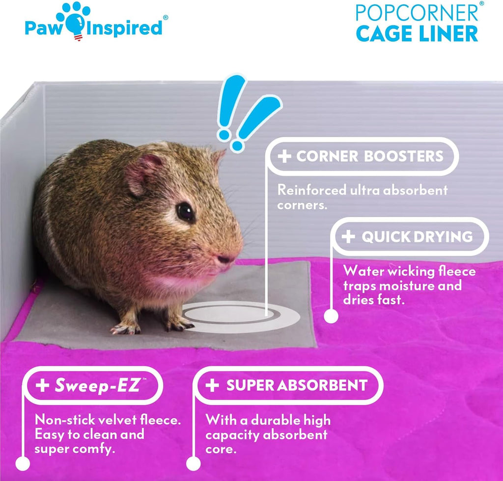 Paw Inspired PopCorner Washable Fleece Cage Liners, Midwest, Green