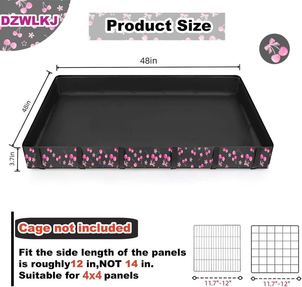 DZWLKJ Waterproof Guinea Pig Cage Liner,Washable Tarp Bottom Base,Cherry Graphic,48"x48", Reusable for Rabbit, Chinchilla, Hedgehog, Ferret & Other Small Animals.