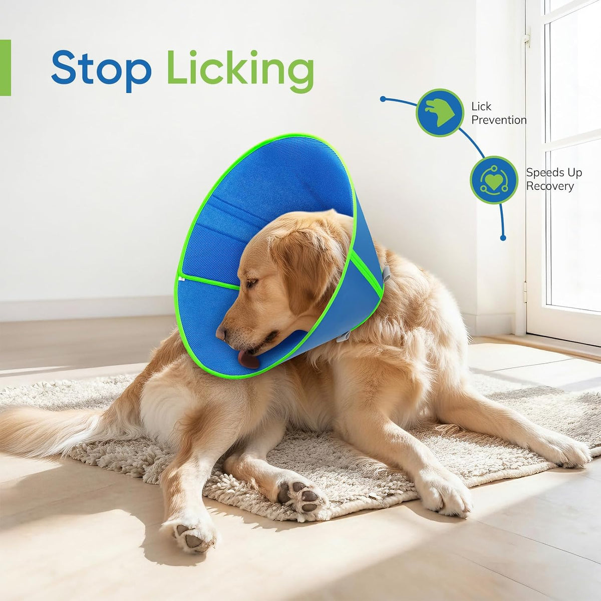 Soft Dog Cone Collar to Stop Licking After Surgery, Mesh Breathable Pet Recovery Collar for Large Medium Dogs, Elizabethan Cone Alternative(XXL)