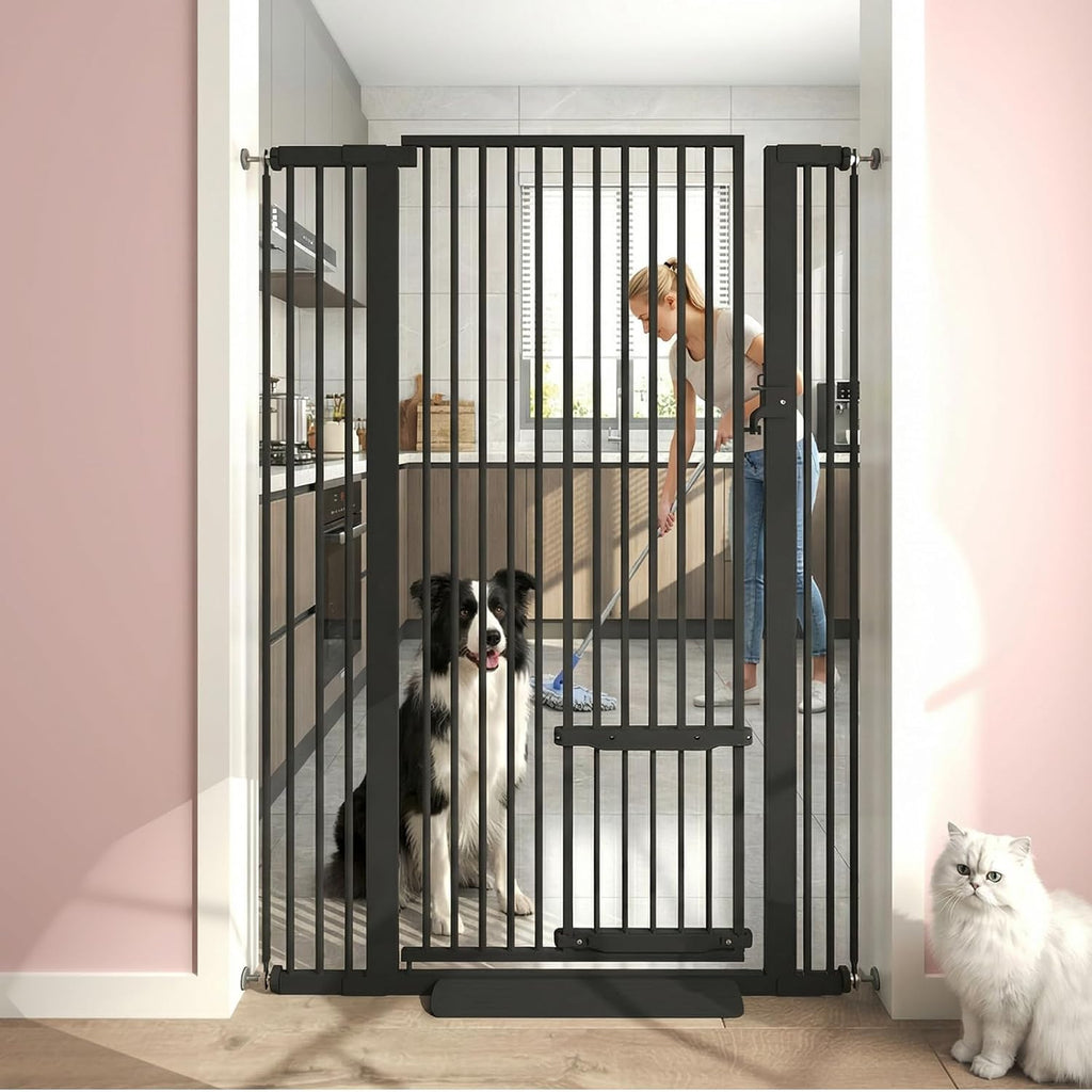 71" Extra Tall Cat Gate 29.5-40.6 Wide Pet gate with Small Cat Door,Pet Gate NO Drilling Pressure Mount Kit for Cats and Dogs Indoor Doorways liveing Room Bedroom