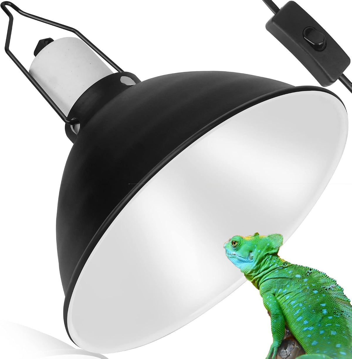 Reptile Reflector Dome Lamp Fixture, 5.5 inch Deep Polished Aluminum UVB Light Fixture for Reptile Glass Terrariums fit UVB UVA Bulb, Basking Heat Bulb, Ceramic Heat Emitter