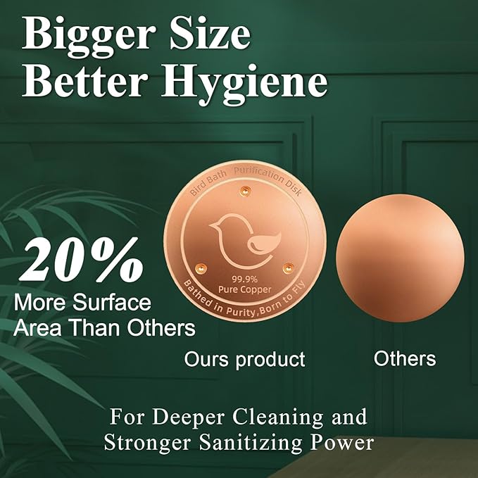 Copper Bird Bath Disks, 4.2" Large Surface, Year-Round Water Cleanliness - Image 3