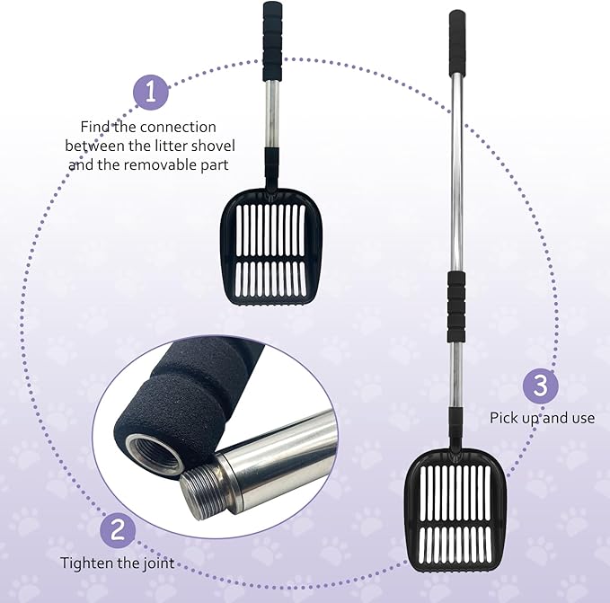 PINVNBY Cat Litter Scooper, Long Handle Litter Sifter Scoop - Image 3