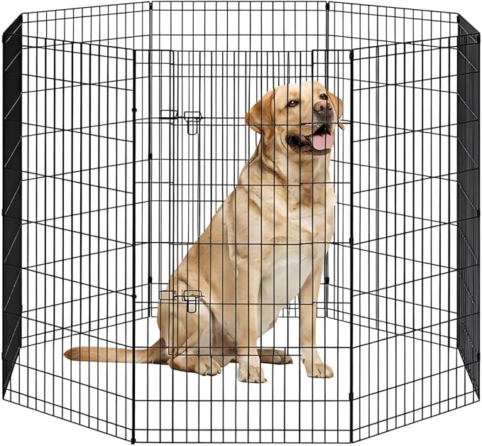 FDW 48 Inch Dog Pen 8 Panel Dog Playpen Indoor Outdoor Metal Puppy Pet Fence by FDW