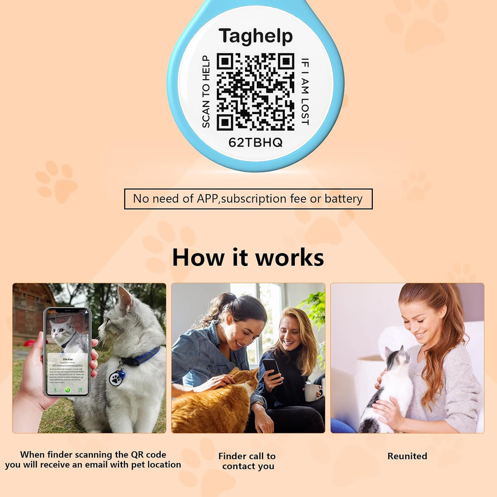 Pet ID Tag-3pcs QR Code Tag Small Personalized Name Plate with Online Profile,Cat Tag Scan QR Receive Instant Pet Location Alert Email,No Subscription or fees(Black & Blue & Pink)